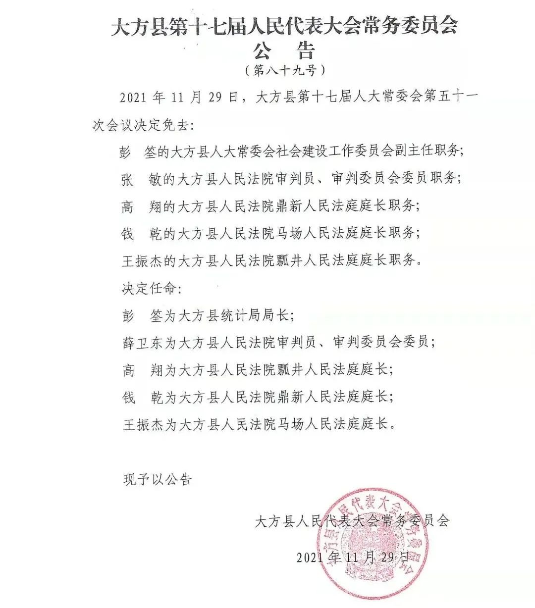 马李河村民委员会人事任命公告发布