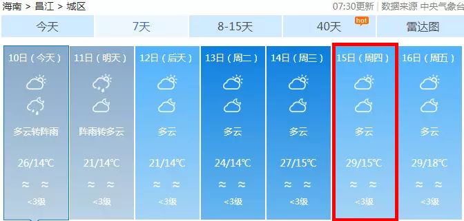 三附村委会天气预报更新通知